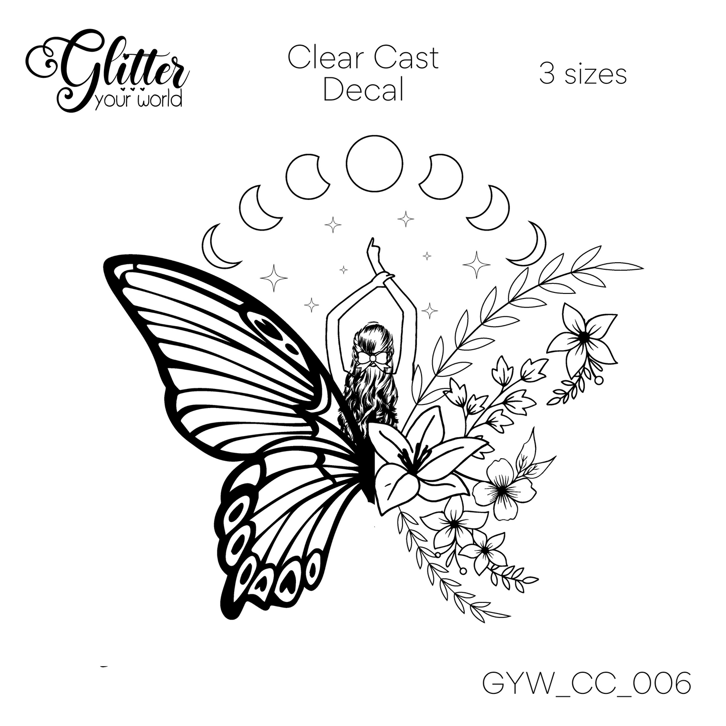 Floral Butterfly CC_006 Clear Cast Decal