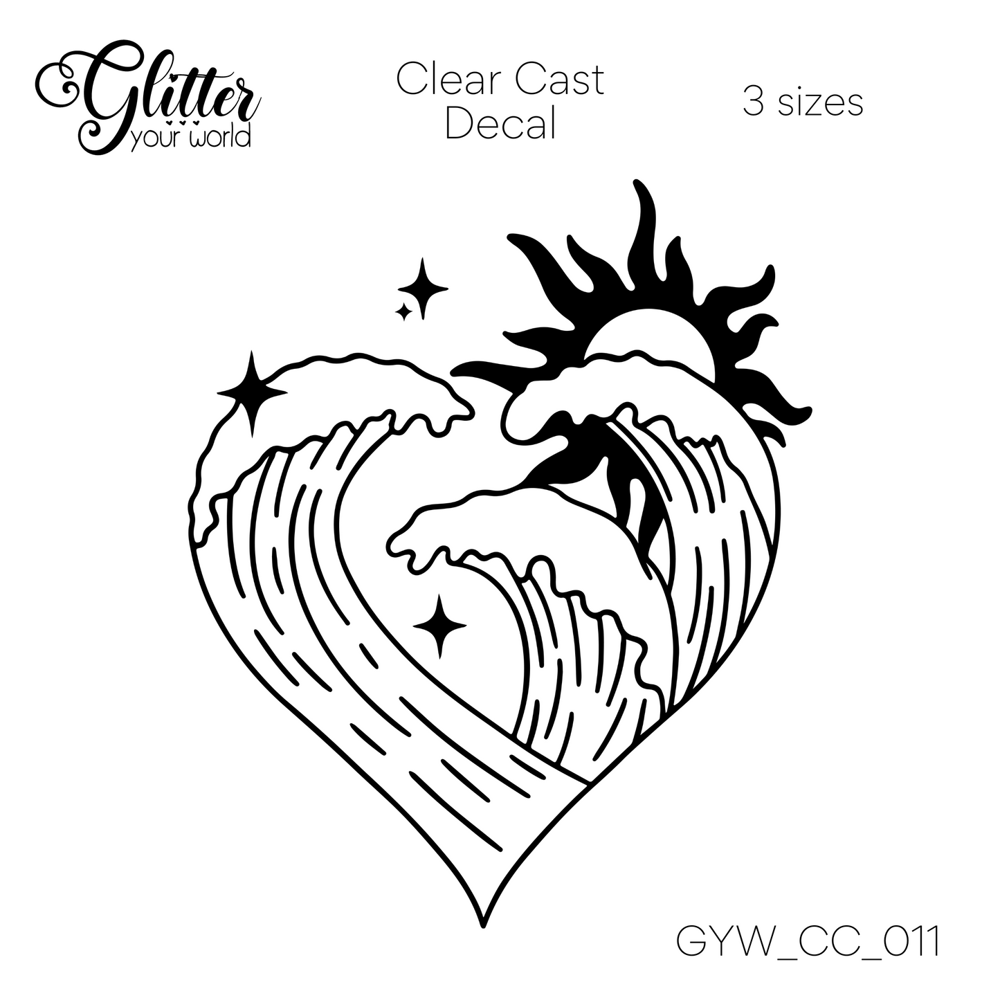 Wave Heart CC_011 Clear Cast Decal