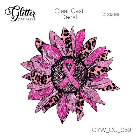 Pink Ribbon Sunflower CC_059 Clear Cast Decal