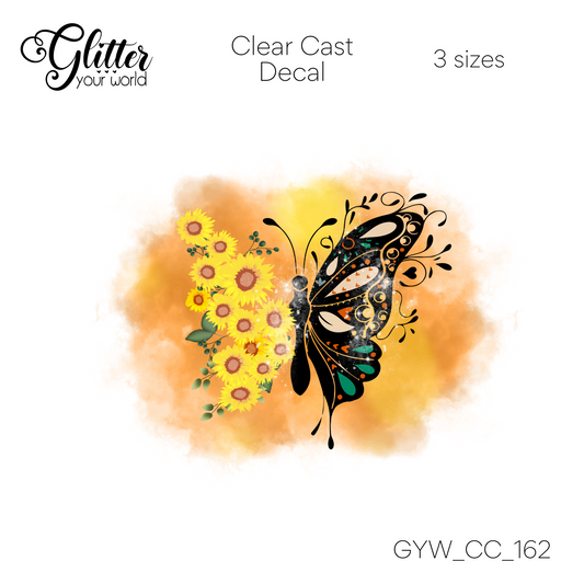 Sunflower Butterfly CC_162 Clear Cast Decal