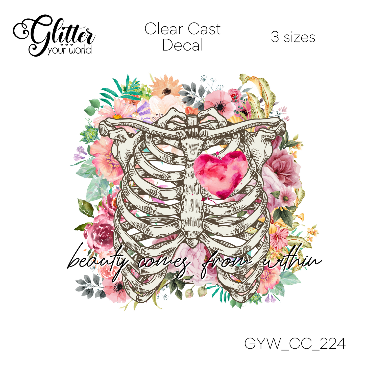 Floral Rib Cage CC_224 Clear Cast Decal