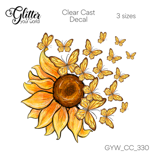 Sunflower And Butterflies CC_330 Clear Cast Decal